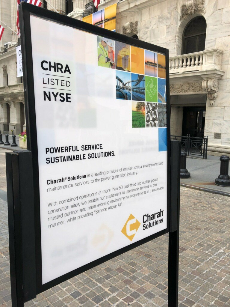 Sidewalk display and street-level brand activation during IPO event