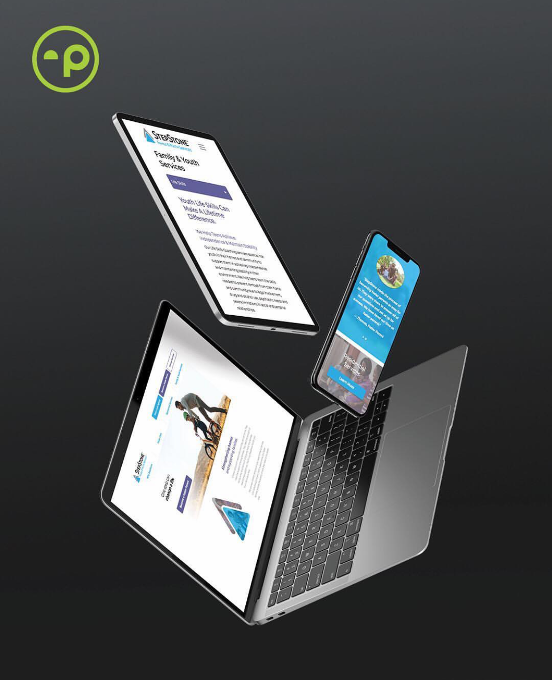 Responsive design showcase across desktop, tablet, and mobile devices with cohesive brand experience