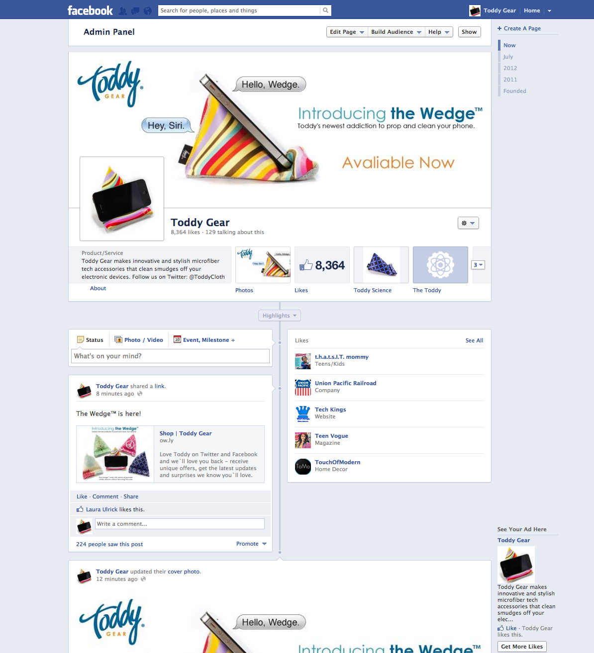 Facebook page launch campaign for The Wedge with 8,364 likes and social engagement