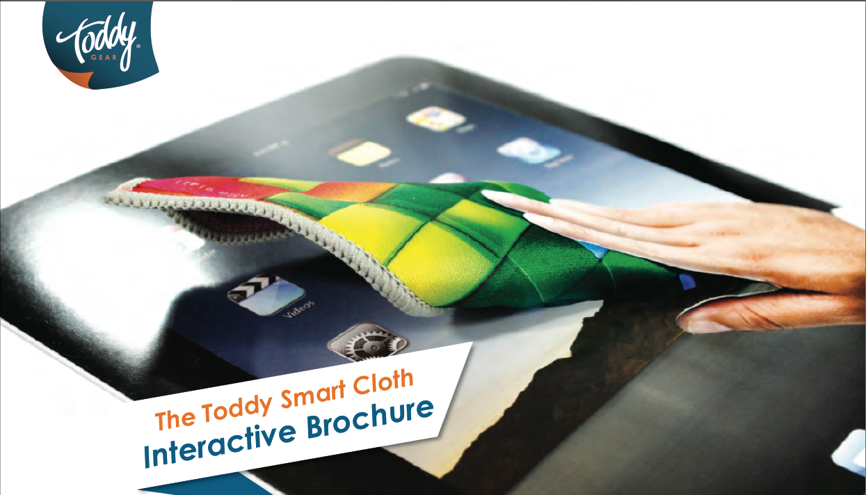 Award-winning Interactive Brochure - Smart Cloth demonstration with integrated product sample