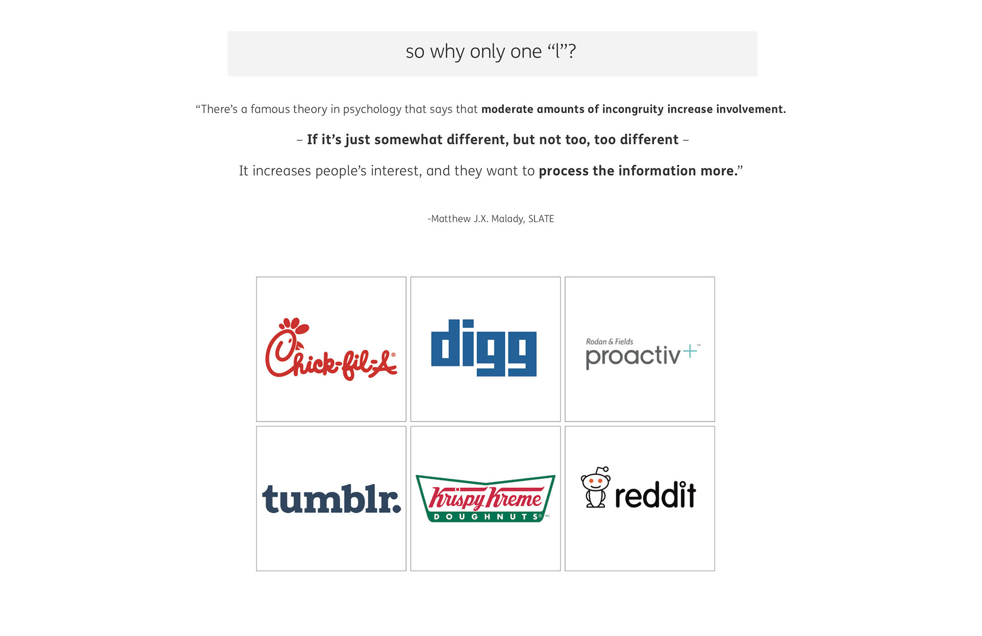 Brand naming strategy - psychology of the single 'l' with comparable brand examples